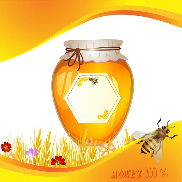 Virágos háttér mézzel — Stock Vector