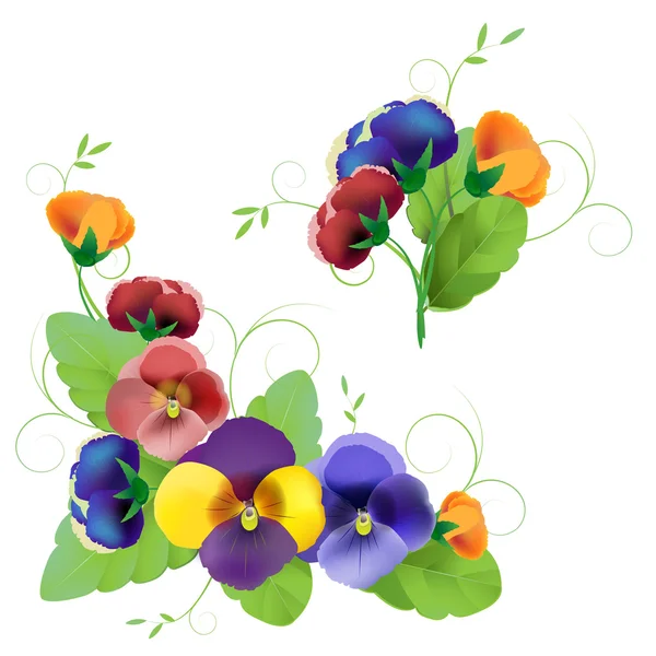 穏やかな花のパターンのセット — ストックベクタ