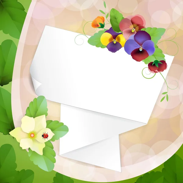 Stuk papier met kleurrijke viooltjes — Stockvector