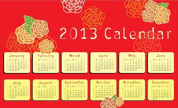 2013 calendario con adornos florales — Vector de stock