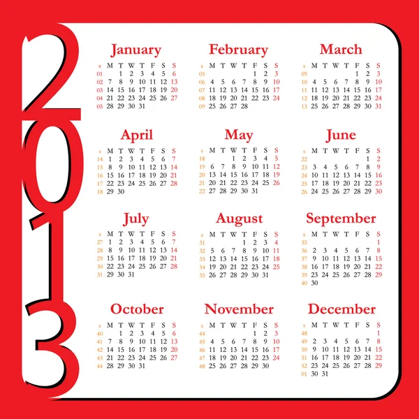 Календар на 2013 рік — стоковий вектор