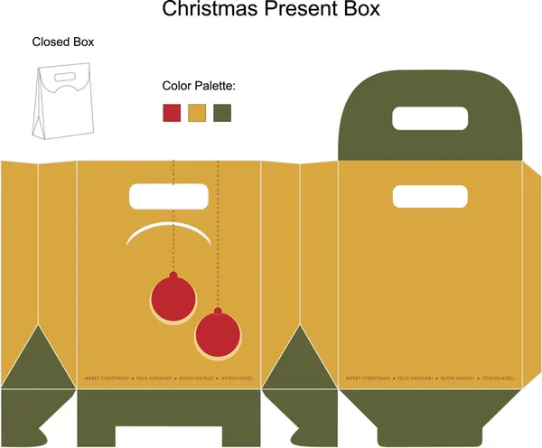 Caja de Navidad decorativa con adornos de Navidad troquelados — Archivo Imágenes Vectoriales
