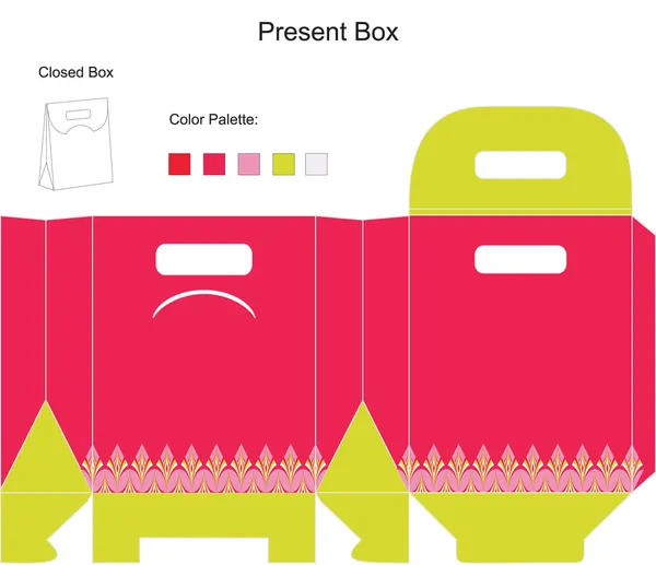 Шаблон рожевої подарункової коробки . — стоковий вектор
