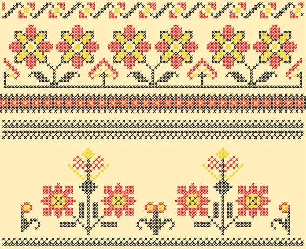 Cross stitch folk naaien — Stockvector