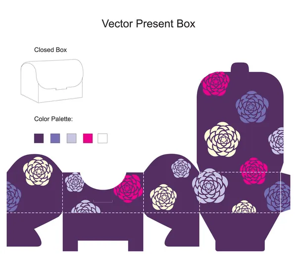 Nuvarande låda med blommor — Stock vektor