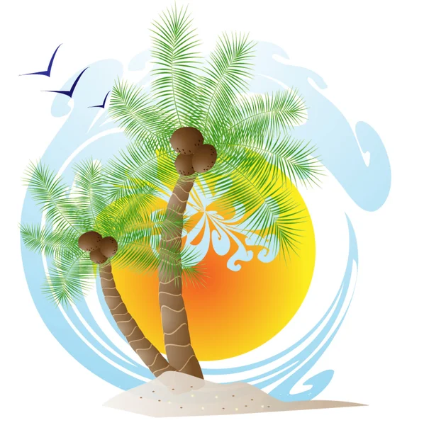 Tropik palmiye ağaçları — Stok Vektör