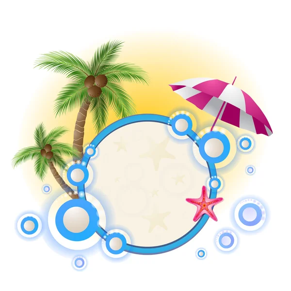 Letní pozadí s palmami a deštník — Stockový vektor