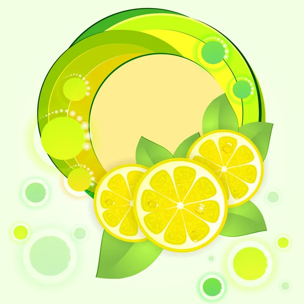 Hintergrund mit frischer Zitronenscheibe — Stockvektor