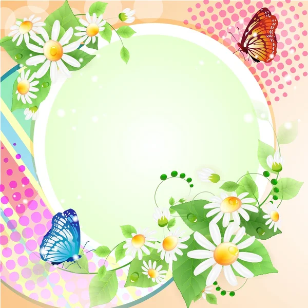 鲜花与蝴蝶背景 — 图库矢量图片