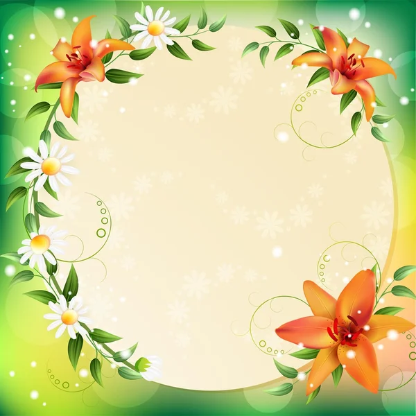 Summer background with beautiful flowers — Stock Vector