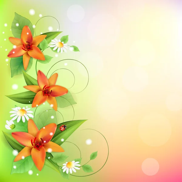 Fond d'été avec de belles fleurs — Image vectorielle