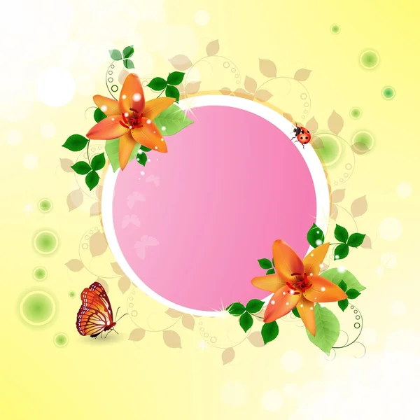 Background with lilies and butterfly — Stock Vector