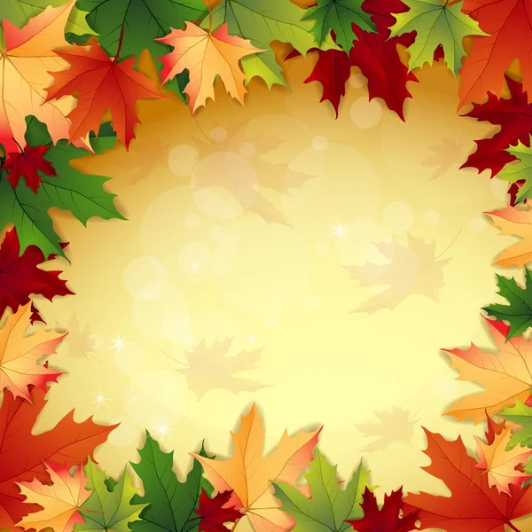 Herfst achtergrond met esdoorn bladeren — Stockvector