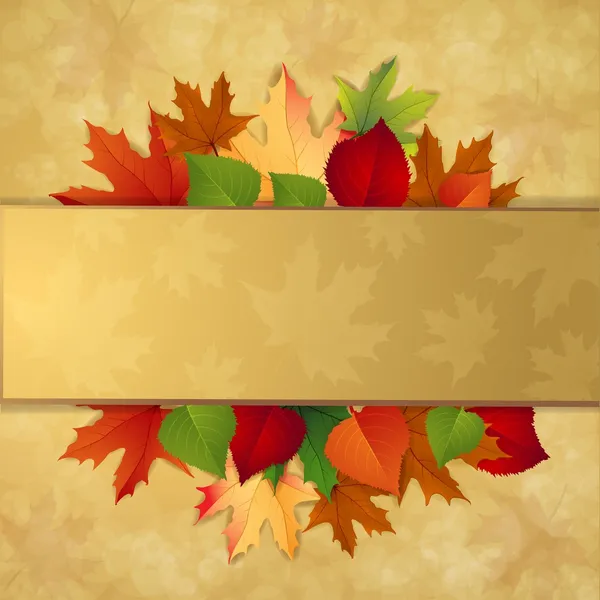 有叶子的秋天背景 — 图库矢量图片