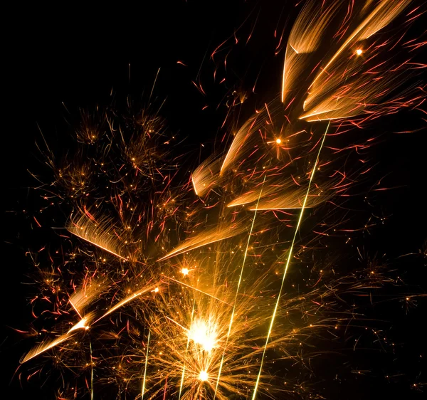 Stock image Yellow and red fireworks