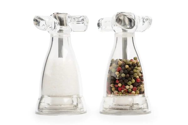 Salt and pepper transparent shaker — Stock Photo, Image