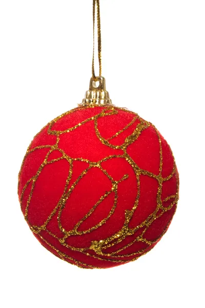 Czerwoną piłkę Bożego Narodzenia na białym tle — Zdjęcie stockowe