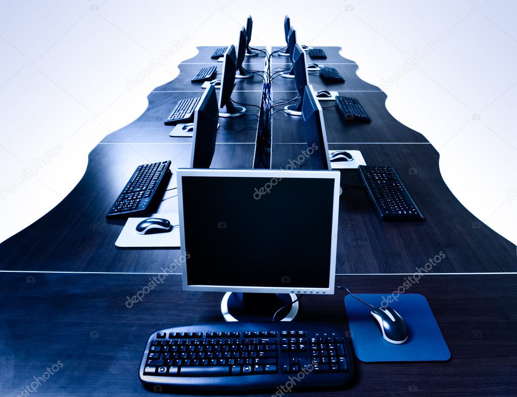 Modern computers room isolated