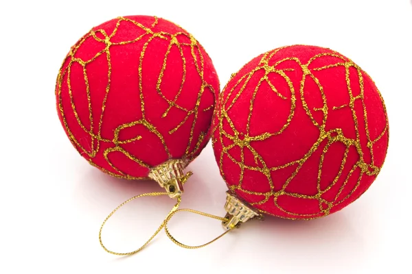 Two red Christmas balls — Stock Photo, Image