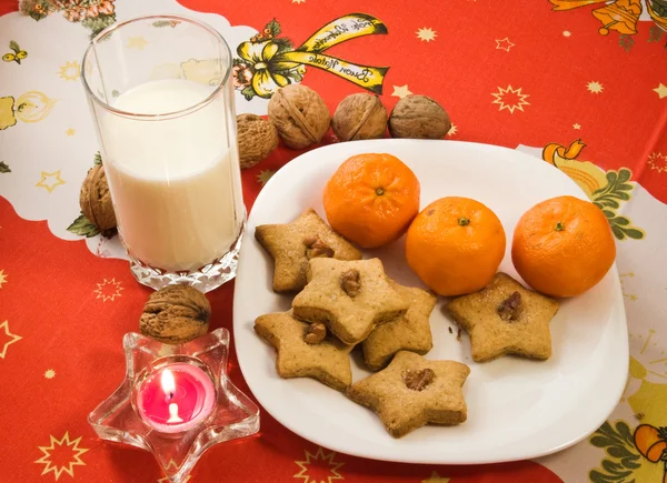 stock image Milk and cookies left for Santa Claus