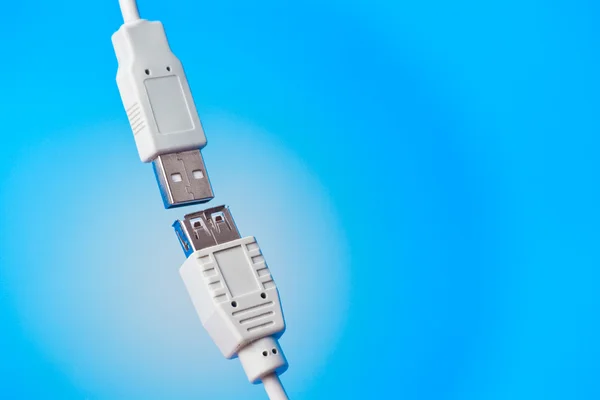 USB konektory na modré — Stock fotografie