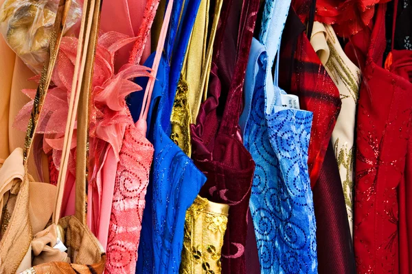 Rack of colorful dresses — Stock Photo, Image