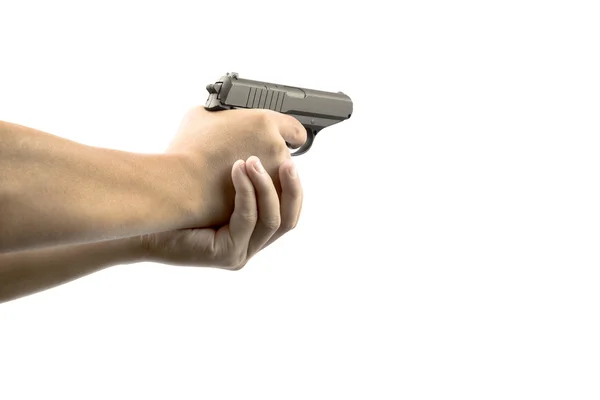 Hand met pistool doel — Stockfoto