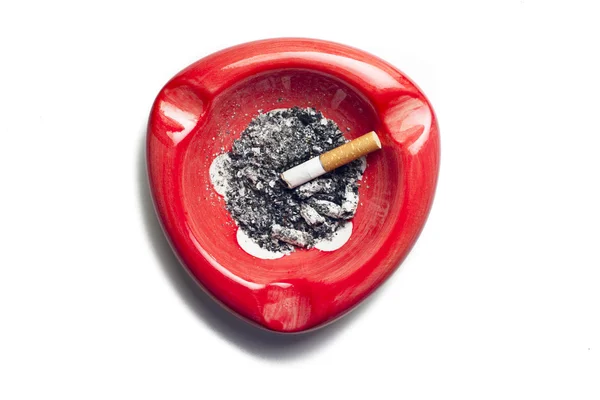 红色烟灰缸 — 图库照片
