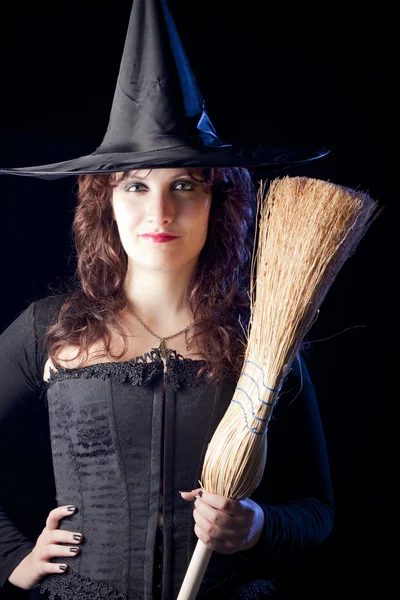 Witch with Broom — Stock Photo, Image