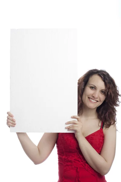 Girl with Blank Panel — Stock Photo, Image