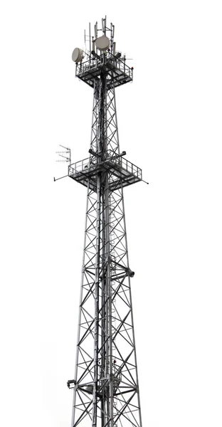 Антенна сотовой связи и облачный фон неба — стоковое фото