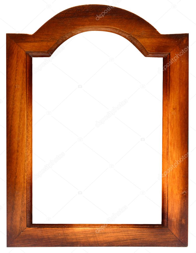 Antique gold wood picture frame with isolated white center