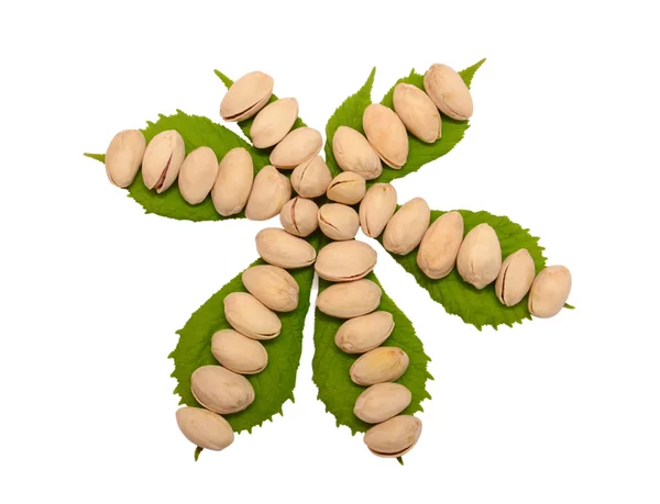 Kacang Pistachio terisolasi pada latar belakang putih — Stok Foto