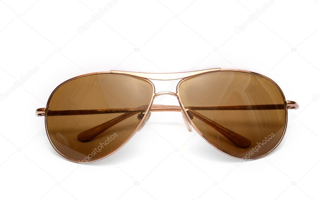 Brown sunglasses on the white background