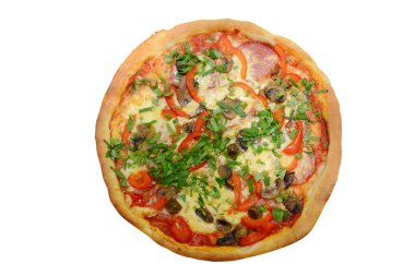 İtalyan pizzası beyaz arka planda izole edilmiş