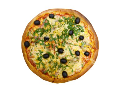 İtalyan pizzası beyaz arka planda izole edilmiş