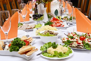 Food at a wedding party clipart