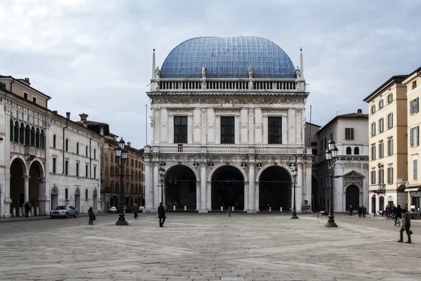 Piazza della loggia. Brescia, İtalya — Stok fotoğraf