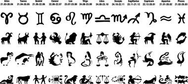 Different style zodiac signs