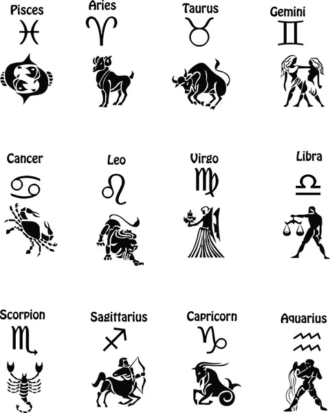 Different style zodiac signs — Stock Vector © morrmota #11037513