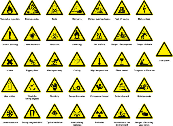 Various hazard symbols