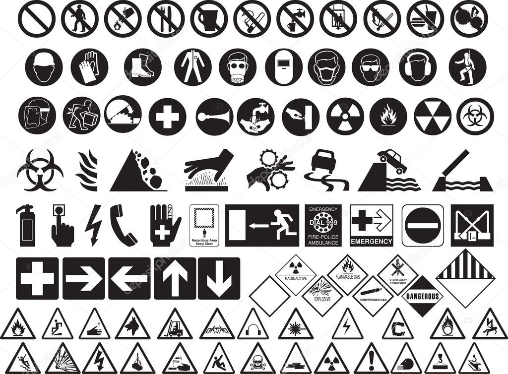 Various hazard symbols — Stock Vector © morrmota 11084304