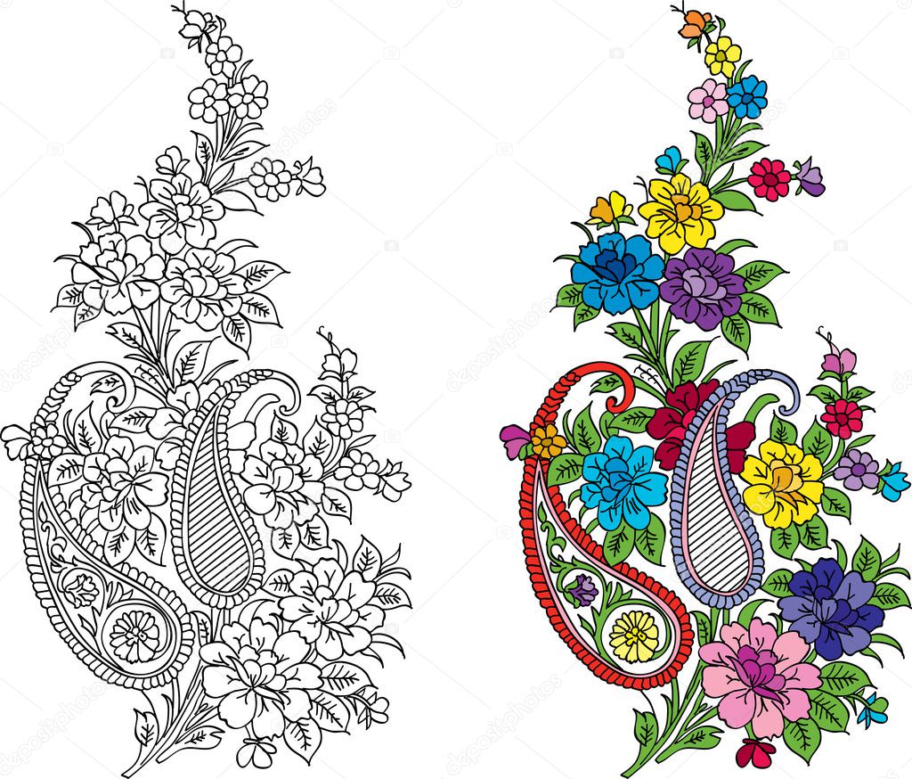 Vector indian textile motifs design Indian textile 