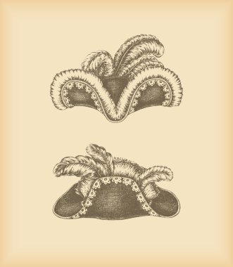 Louis XIV hats with feathers clipart