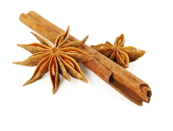 Cinnamon stick and anise stars — Stock Photo, Image