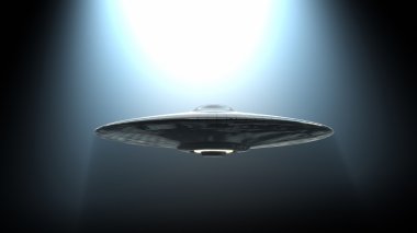 Flying saucer in light clipart