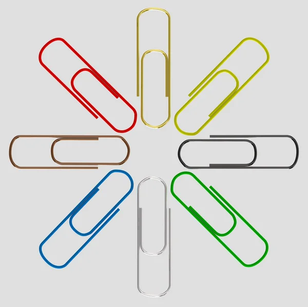 Definir clipes de papel coloridos — Fotografia de Stock