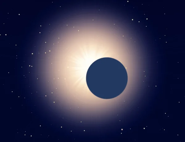 Sol eclipse em um fundo estrelado — Fotografia de Stock