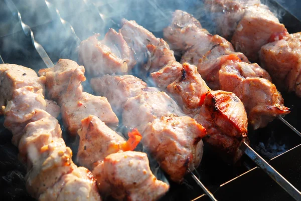 stock image Juicy piece of meat prepare on fire