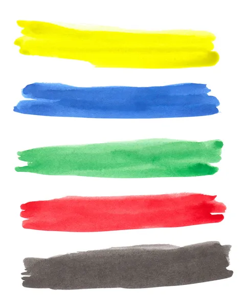 色のブラシ ストロークのセット — ストック写真